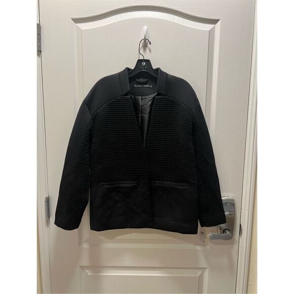 Blanc Noir  Black Mesh Open Jacket with  Collar. Men unisex jacket Size S - Picture 1 of 8